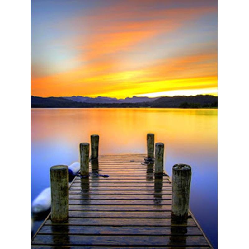 Алмазная картина 5D DIY Приморский Полный дрель Квадратная Алмазная вышивка Закат Картина горный хрусталь Пейзаж Настенный декор