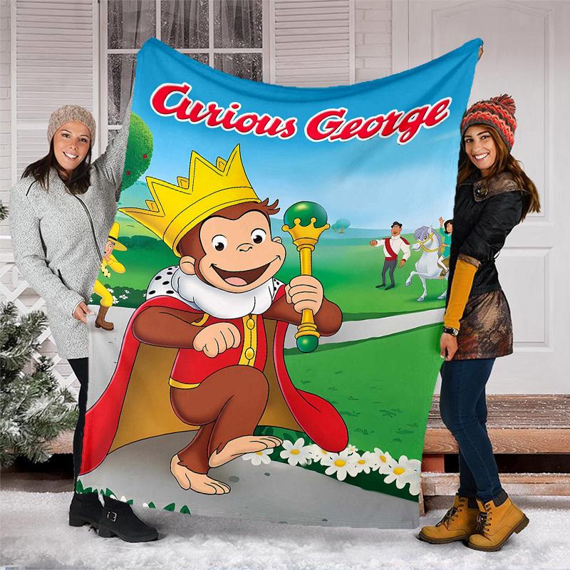 1pc Curious George6 Theme Blanket - Digital Print, Polyester, Cozy for All Seasons, Perfect for Outdoor, and Travel