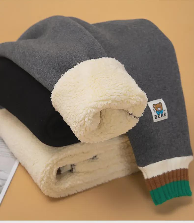 Стильные черные зимние леггинсы с бархатной подкладкой для девочек - теплые и уютные брюки для детей