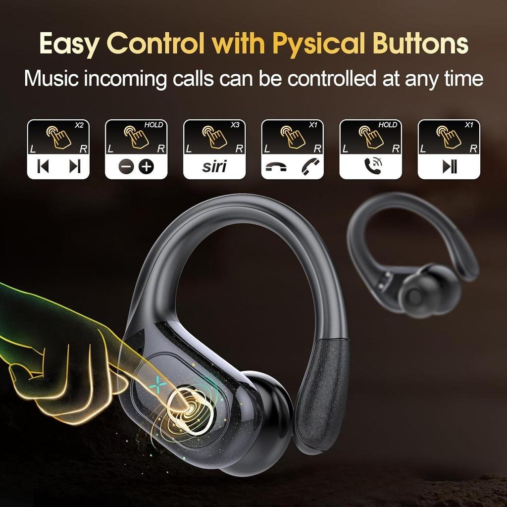 Спортивные наушники Bluetooth 5.4 HIFI Bass Беспроводные наушники LED Touch Hands-free Наушники с шумоподавлением Водонепроницаемая гарнитура