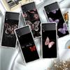 Beauty Pink Butterfly Luxury Case For Samsung Galaxy Z Flip 3 4 5g Funda Z Flip3 Clear Pc Hard Shockproof Back Phone Coque Shell