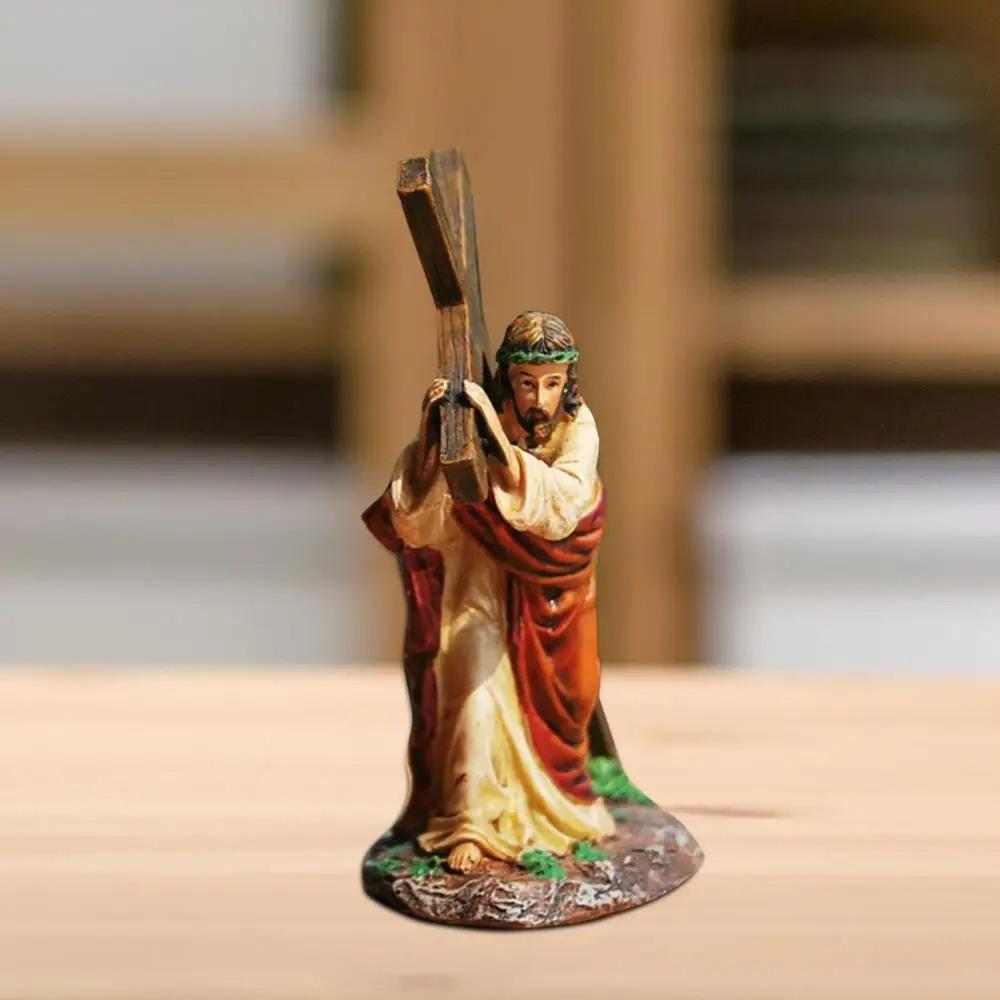 Handmade Jesus Cross Statue Realistic Catholic Religious Accessories Christ Figure Church Decor