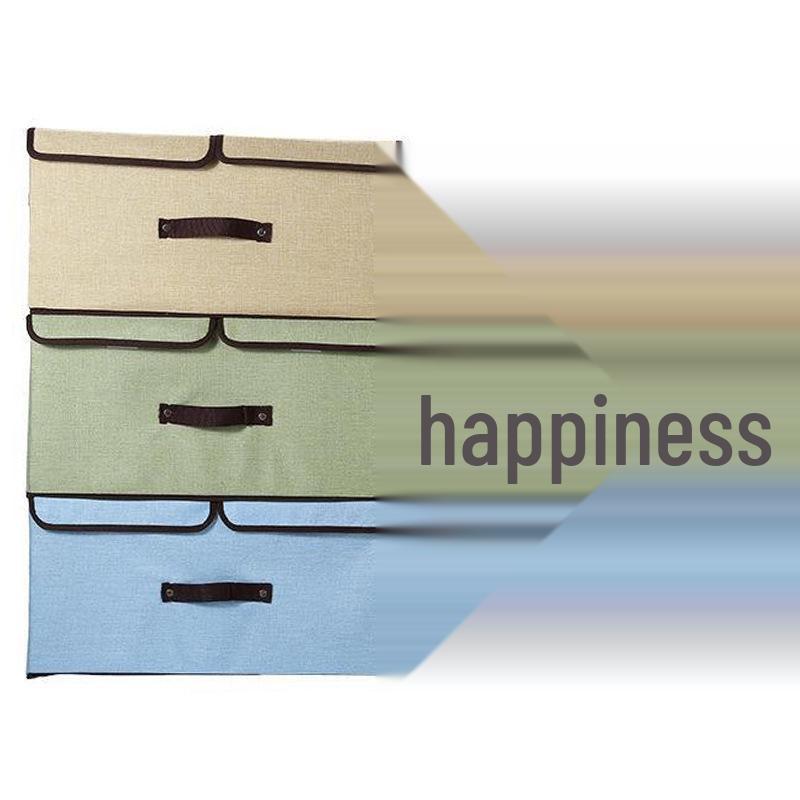 Складной хлопково-льняной ящик для хранения с двойной крышкой и ручкой для одежды и брюк