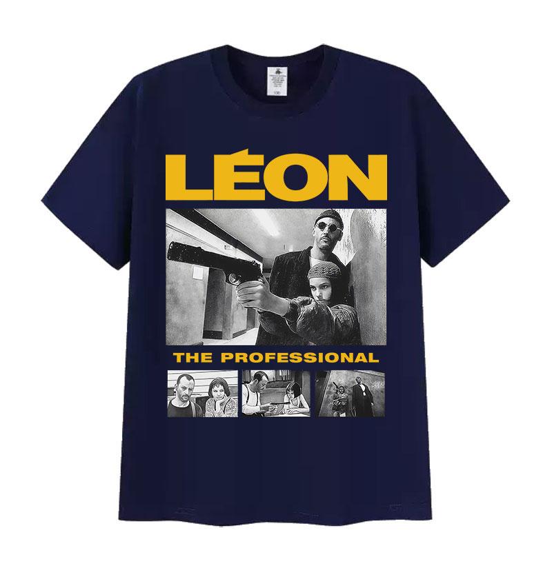 Летний фильм 2025 года Леон Профессионал Графический 100% Чистый Хлопок Печатная Футболка Мужская Мода Круглый Вырез Короткий Рукав Высокое Качество