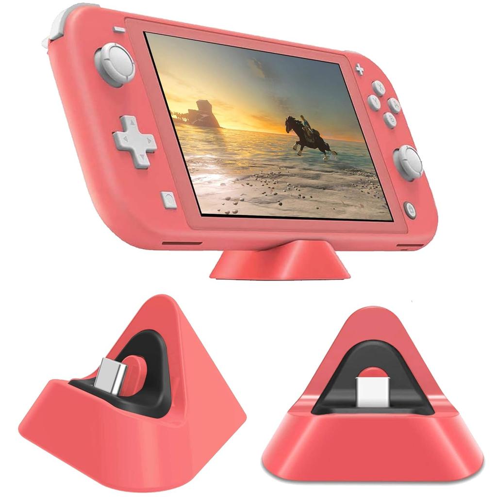 Зарядная станция для Nintendo Switch Lite, Зарядная подставка-станция, Совместимая с Nintendo Switch (коралловый)