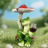 Red/Yellow Mushroom Sitting Frog Ornament Cartoon Resin Frog Sculptures  Shelf Home