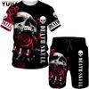 Summer Skull Printed 3D Men T Shirt Tracksuit Casual Short Sleeve Man Clothes Set Streetwear Hip Hop O-Neck Oversized Cloth