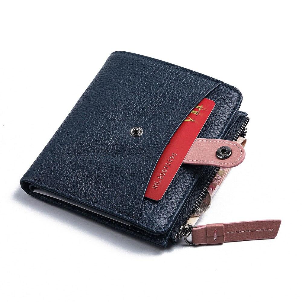 Женский кошелек из натуральной кожи с коротким абзацем, модный новый первый слой из воловьей кожи, сумка для карт, женский маленький кошелек на молнии