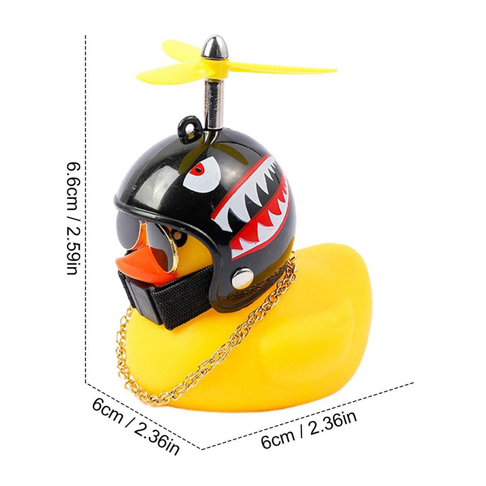 Motorcycle Handlebar Yellow Duck Decoration Rubber Duck Toy Car Ornaments Car Dashboard Decorations With Propeller Helmet
