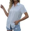 Cotton Linen Shirts Spring Summer White Shirt Solid Color Short Sleeve Tops Women Loose Button Up Blouse