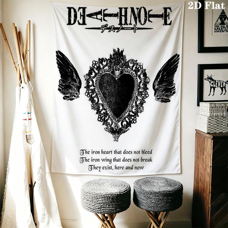 Death Note Iron Heart Wing Tapestry Background Cloth Fashion Print Christmas Gift Soft Wall Decoration