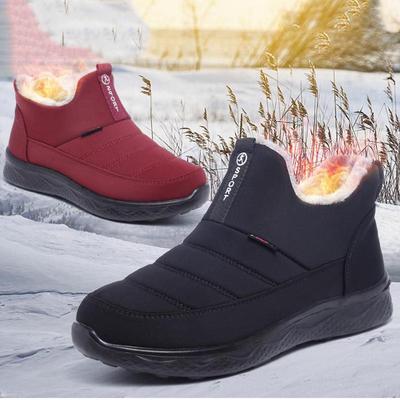 Зимние бархатные утепленные нескользящие хлопковые ботинки большого размера с плоской подошвой