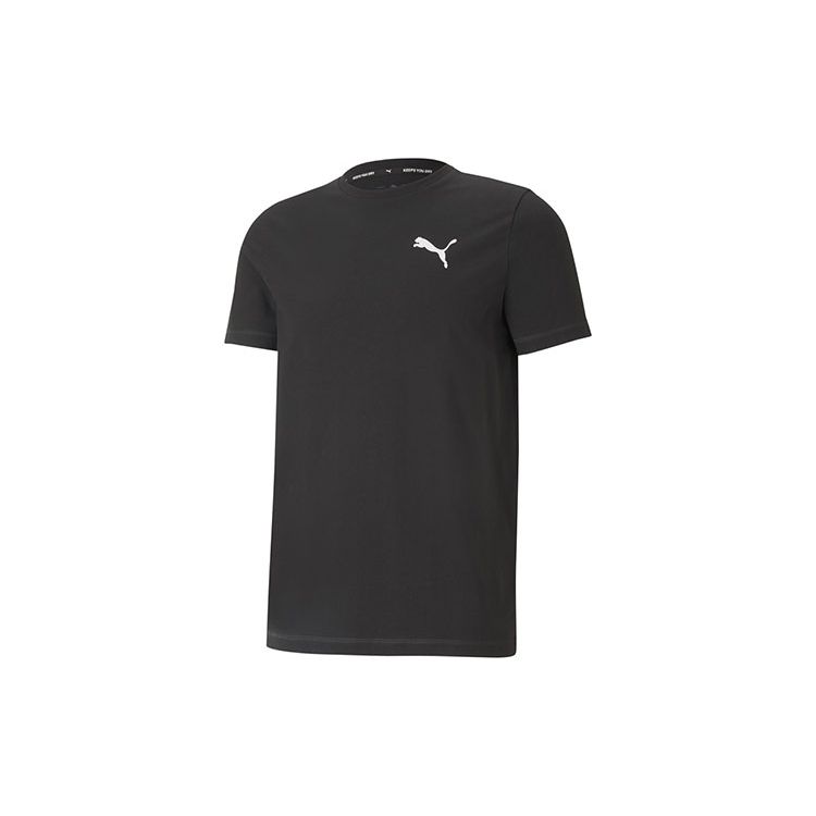Puma Solid Color Sports Casual Breathable Print Crew Neck Short Sleeve T-Shirt Men Tops Black 845912-01