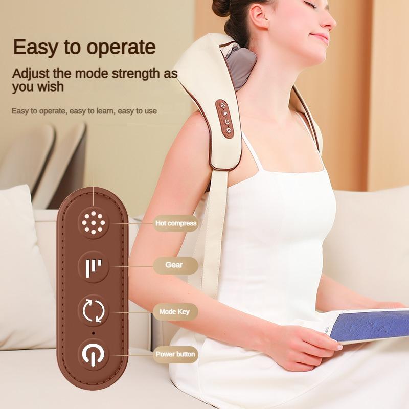 Wireless Neck Massager With Low Heat Bionic Kneading For Back Shoulder Pain Relief