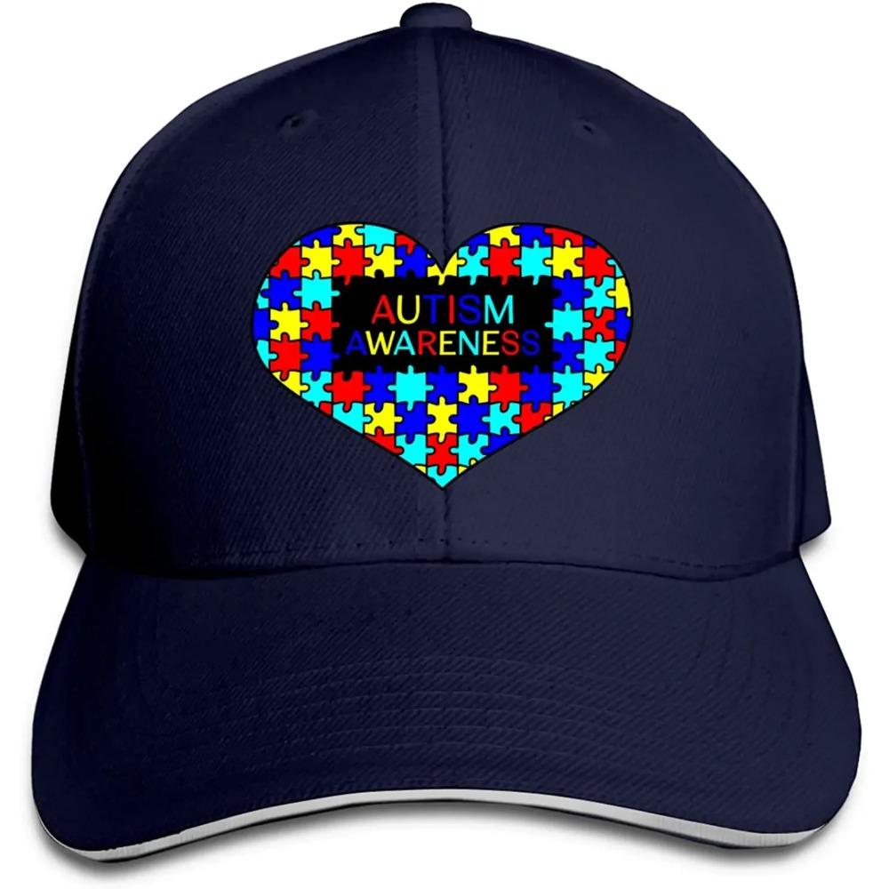 Бейсболка унисекс Love Heart Autism Awareness Регулируемая кепка-сэндвич Кепка-хип-хоп шляпы