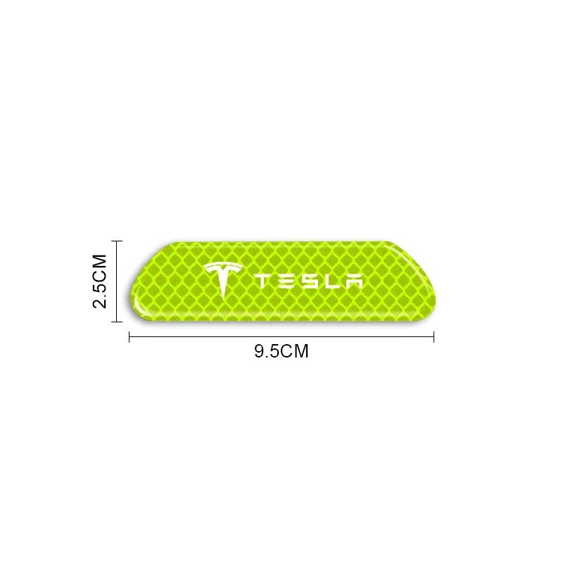 CROLJ1 4PCS Car Door Safety Warning Reflective Mark Sticker Car Sticker for Tesla Model 3 / Y X 2022 2021 Center Console Car Valve Cap