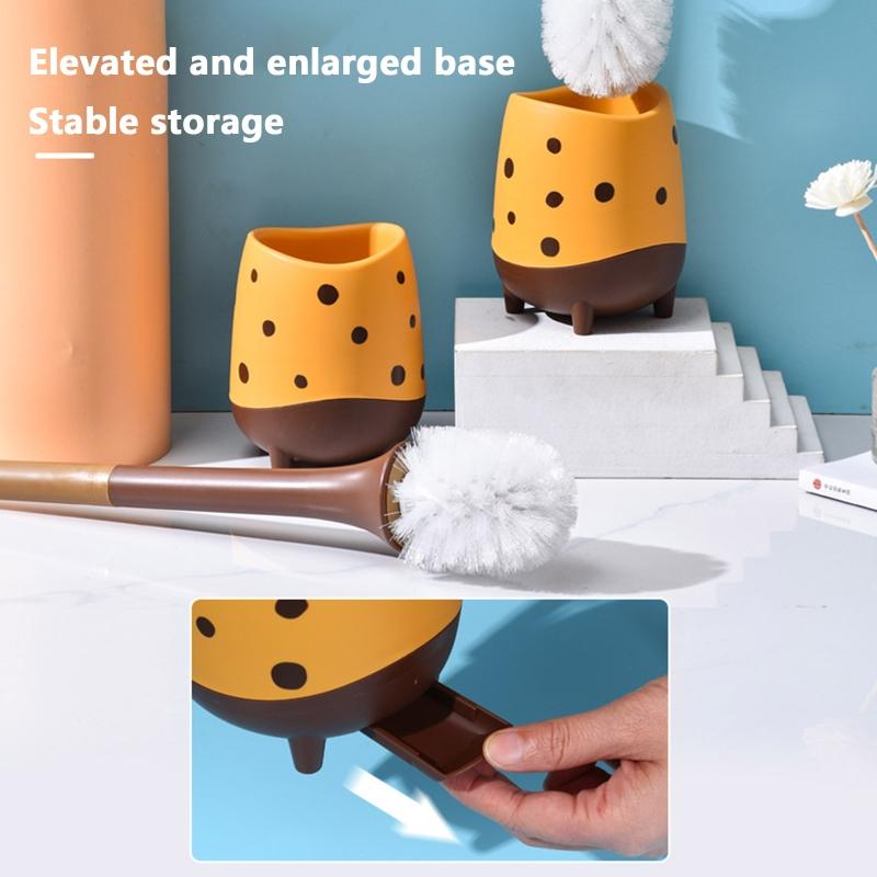 Cute Toilet Cleaning Brush Giraffe Shape Toilet Brush and Holder Long Handle Toilet Scrubber for Toilet Cleaning
