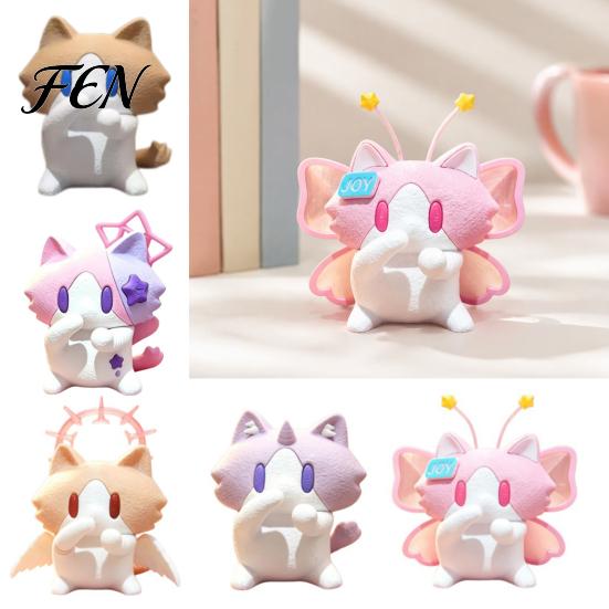 Small Decorative Items for Bedside Cute 3D Printed Cat Figurine, Cartoon Desk Ornament with Playful Mouth Covering Figurine Design, Compact