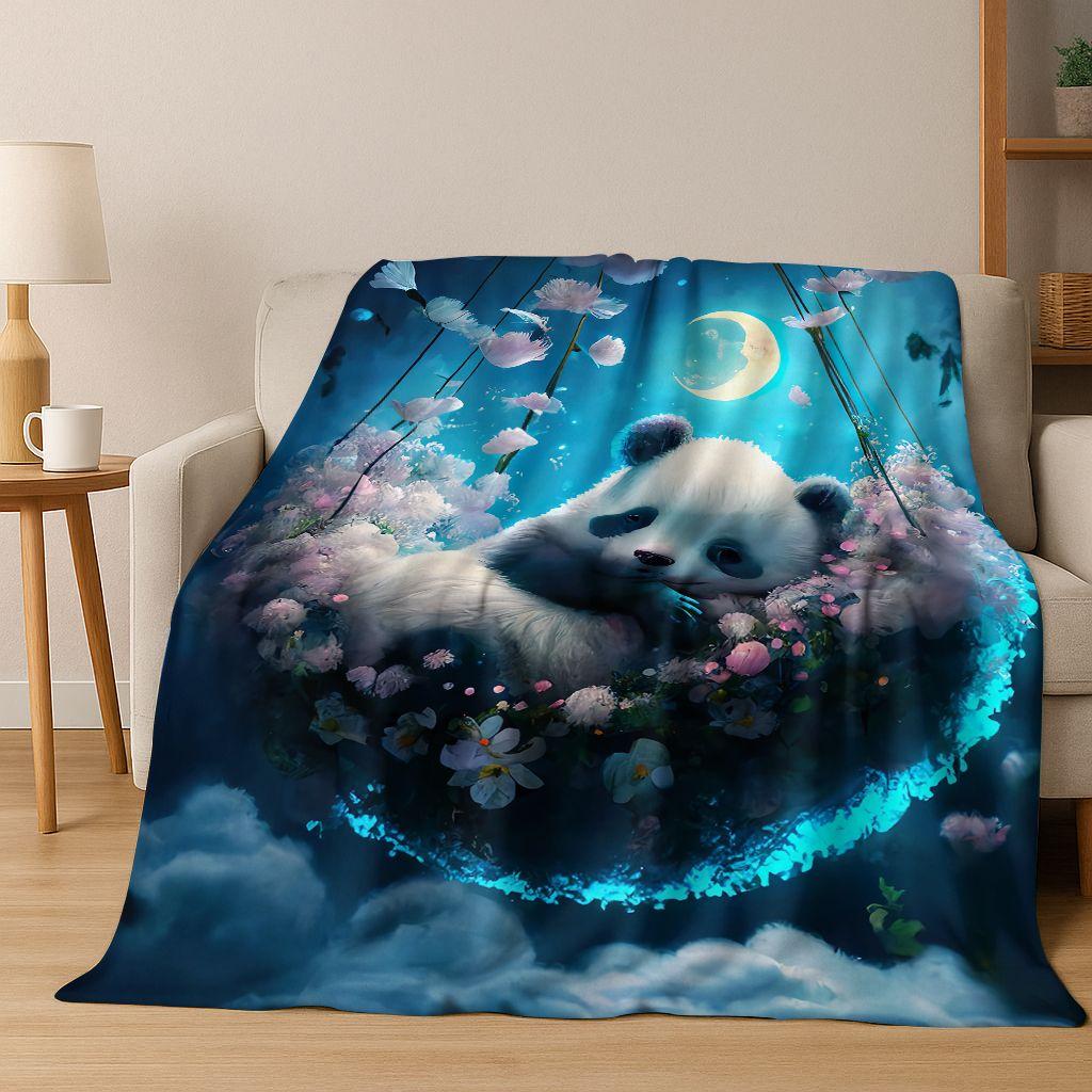 2026 New Dream Panda Cute Cartoon Art Flannel Blanket,Cozy Soft Throw Blanket for Home Bedroom Bed Sofa Picnic Cover Gift Kids
