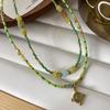 Green Natural Garnet Necklace, New Chinese Style Guochao High-End Neck Chain, Retro Style Simple And Versatile Collarbone Chain For Women