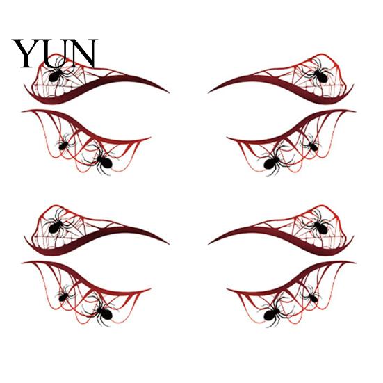 Non Residue Face Stickers 2 Pairs Halloween Eye Tattoo Stickers, Waterproof Temporary Decals with for Parties Pumpkin Bat Spider Web, Easy Apply