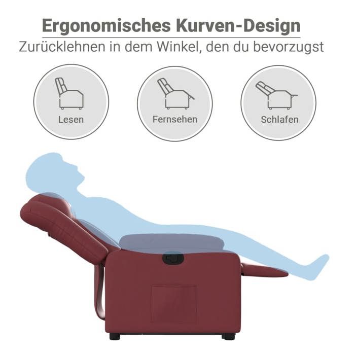 VidaXL Fauteuil Inclinable, Chaise de Relaxation avec Dossier, Siège avec Accoudoirs, Fauteuil TV de Salon, Moderne, Rouge 3205268