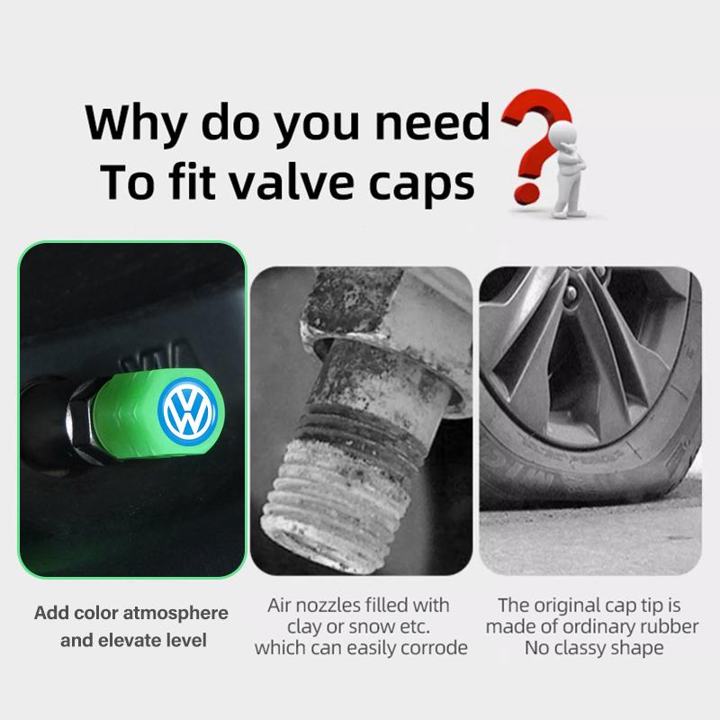 Valve Stems Caps 4pcs Luminous Valve Cap Car Fluorescent Tire Valves Cap Glow For Volkswagen VW Golf 4 5 6 7 Polo Jetta SagitarNI8