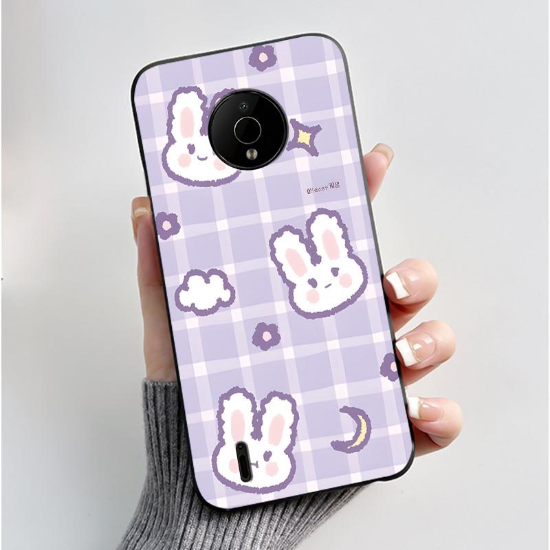 Для Nokia C200 C100 Чехол Милый Кролик с Сердечком Забавный Мультяшный Черный Мягкий Силиконовый Защитный Чехол Для NokiaC200 NokiaC100 Чехол для Телефона
