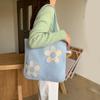 Knitting Woolen Flower Decor Tote Bag Women Crochet Fashion Open Shopper Top-handle Bag Female Daily Large Capacity Handbag