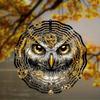 Elegant Owl Wind Spinner - Luxurious Golden & Black Metal Garden Sculpture, 2D Outdoor Decor with Intricate Feather Patterns, No Power Required
