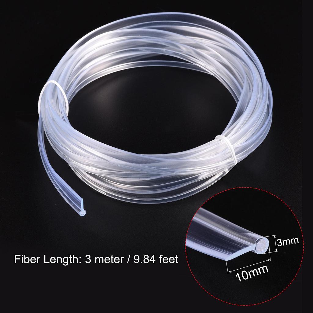 Uxcell PMMA Оптоволоконный кабель бокового свечения, диаметр 3 мм, ширина 10 мм, длина 3,0 м, для светодиодной подсветки