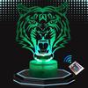 Lampe 3D LED - Animal Tigre - Veilleuse Multicolore - Télécommande - Design Tactile - Décoration Intérieure