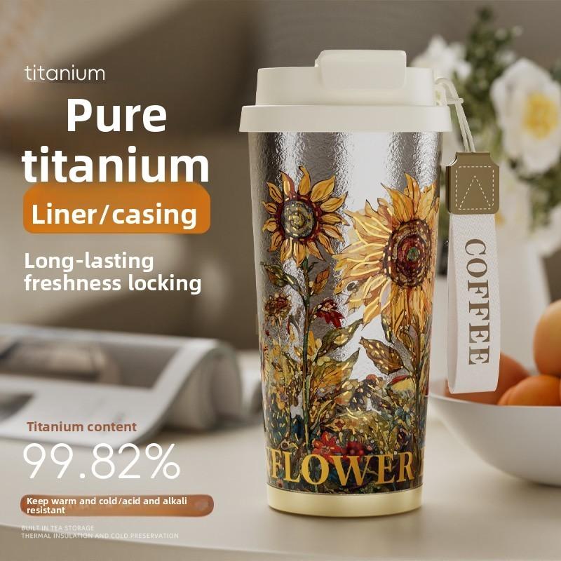 Nerium Oleander Pure Titanium Vacuum Bottle With Leakproof Design For Home And Outdoors