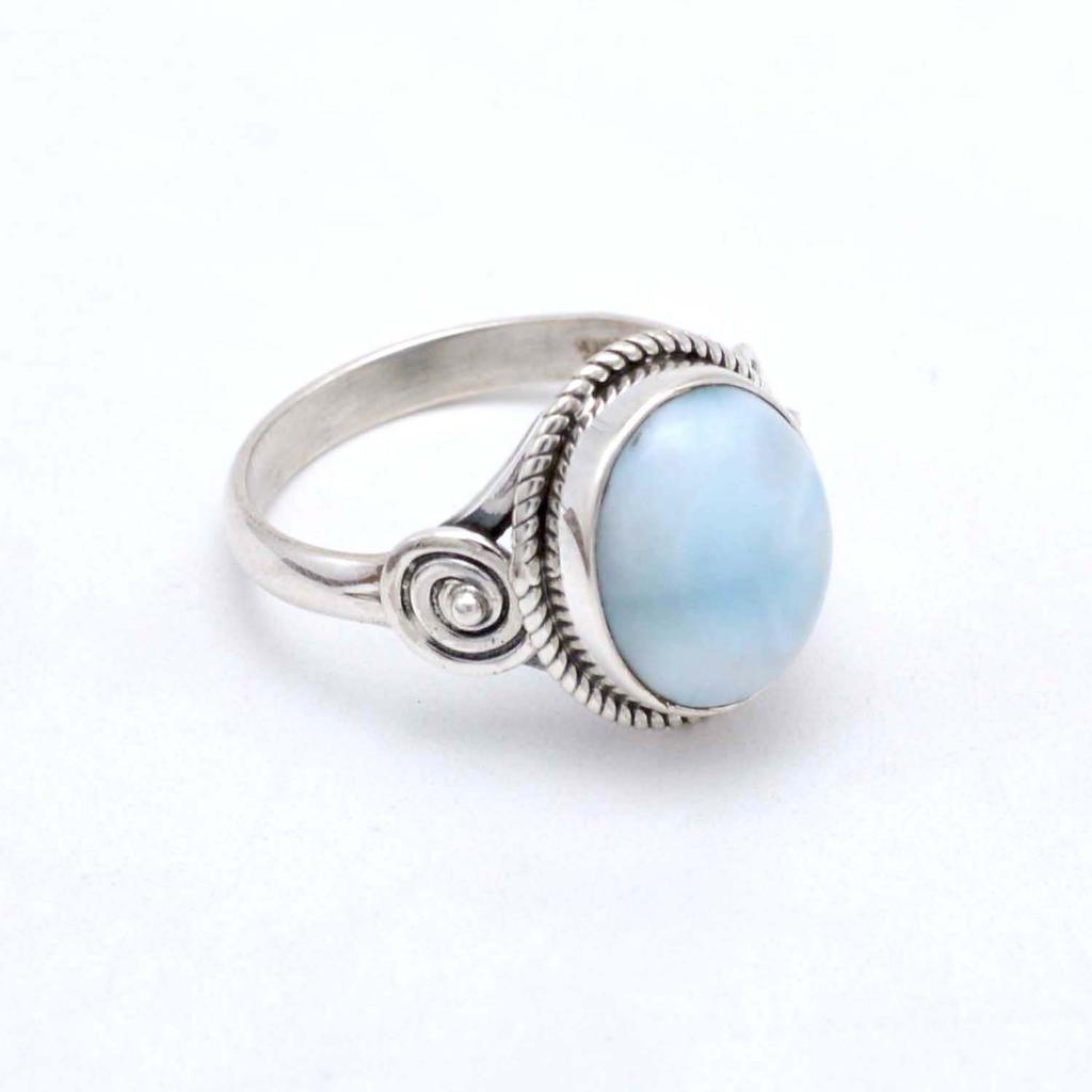Серебряное кольцо Larimar Gemstone 925, овальное женское кольцо Larimar ручной работы, подарок на ее юбилей, эффектное серебряное кольцо