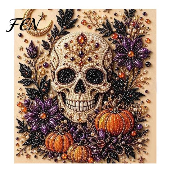 Non Scary Halloween Decor Projects Faux Pearl Painting Kit, Cute Ghost 3D Art DIY Cozy Autumn Home Decoration Kit for Adults, Christmas Craft Festive