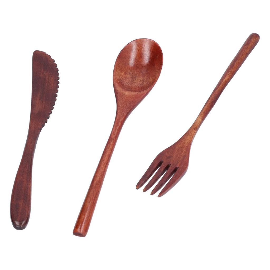3 шт./компл. нож, вилка и ложка, деревянные портативные столовые приборы, десертная посуда для домашнего отеля