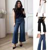 Женские джинсы Ninth Pants с карманами, прямые брюки с высокой талией, однотонные винтажные джинсы в американском стиле для повседневной носки, в школу, на работу и обратно