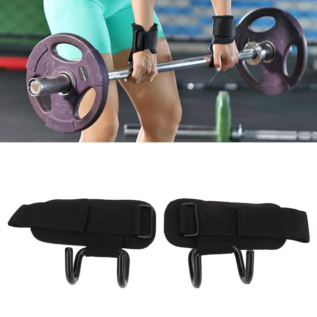 2pcs Wrist Rod Hook Straps Nylon Steel Wrist Support Grip Belt for Weightlifting Trainning Gym