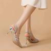 Модные женские босоножки на тонком каблуке с бриллиантами, женская обувь со стразами, шпилька с острым носком для вечеринок и свадеб, премиум-низкая цена