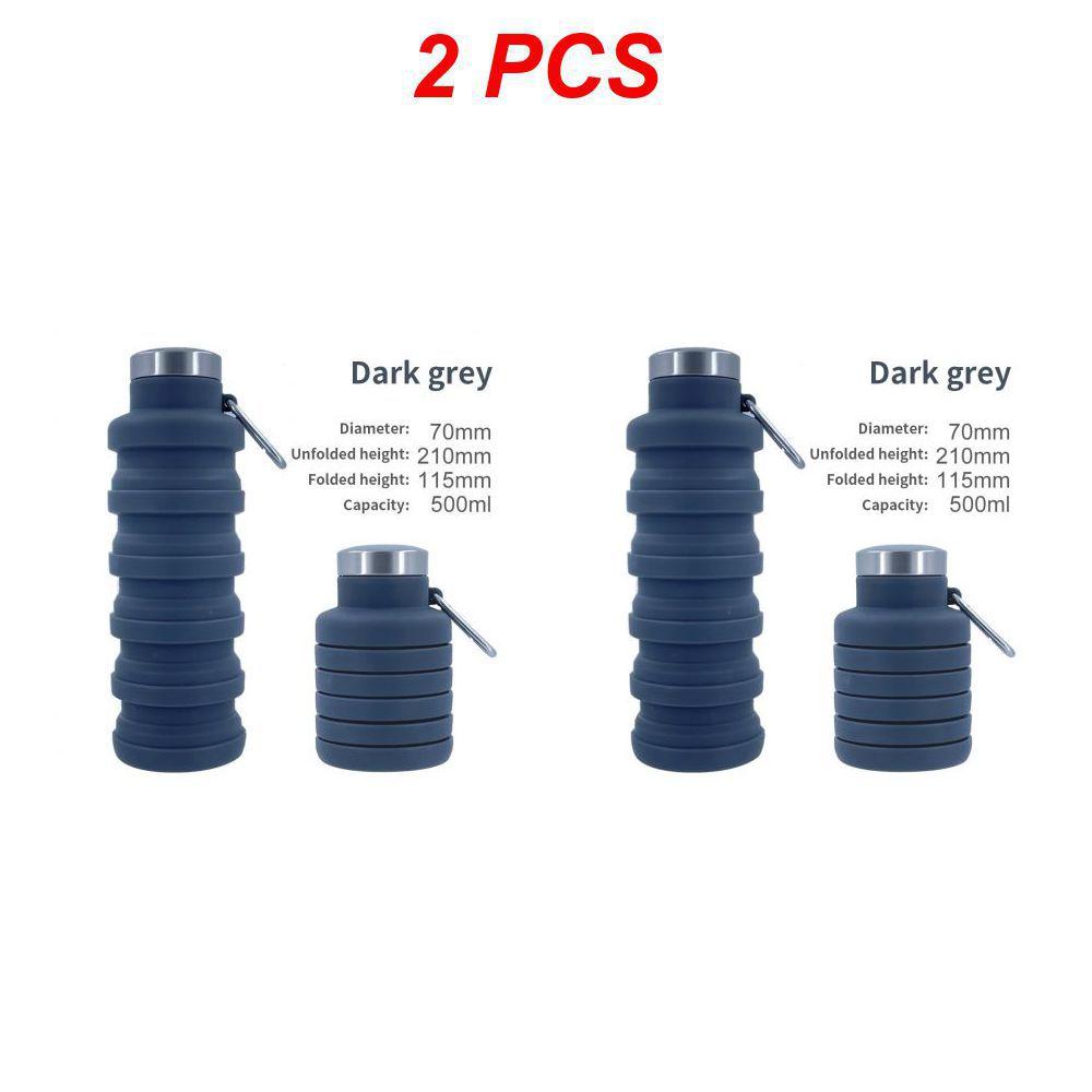 2 шт., спортивная кружка для путешествий на открытом воздухе, не содержащая BPA, складная силиконовая бутылка для воды, портативная выдвижная питьевая кружка, дропшиппинг с