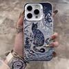 Ретро Чехол для телефона IPhone 16 Pro с кошкой, 15 Лазерный Чехол, 14 Apple 12 Ударопрочный, 11Xs Max Жесткий Высококачественный Чехол для телефона