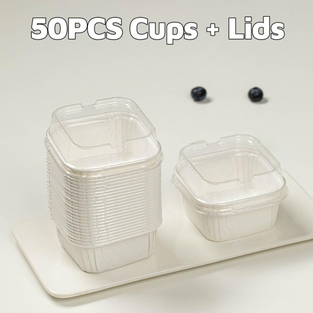 С прозрачными крышками десертная чашка для выпечки кексов обертки для упаковки для 50 шт. фруктовый десертный киоск