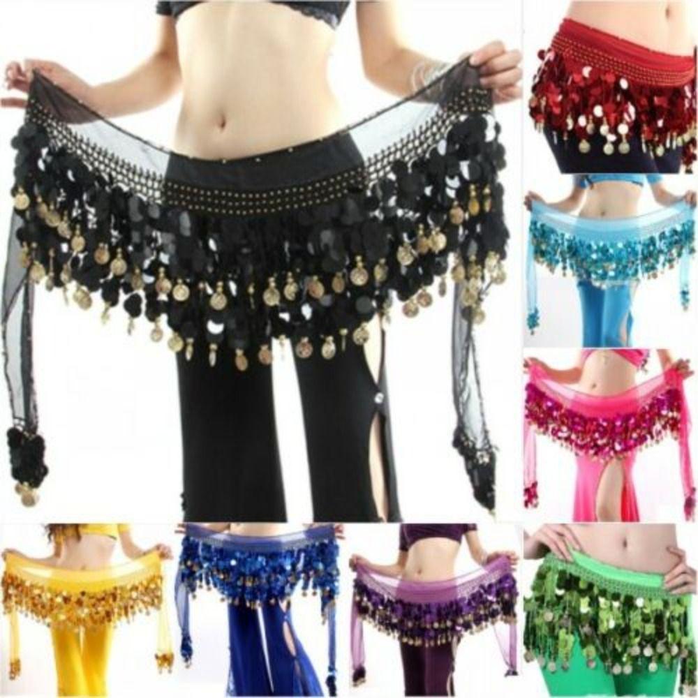 For Thailand/India/Arab Sequins Show Costumes Belly Dance Belt Waist Chain Hip Scarf Dancer Skirt