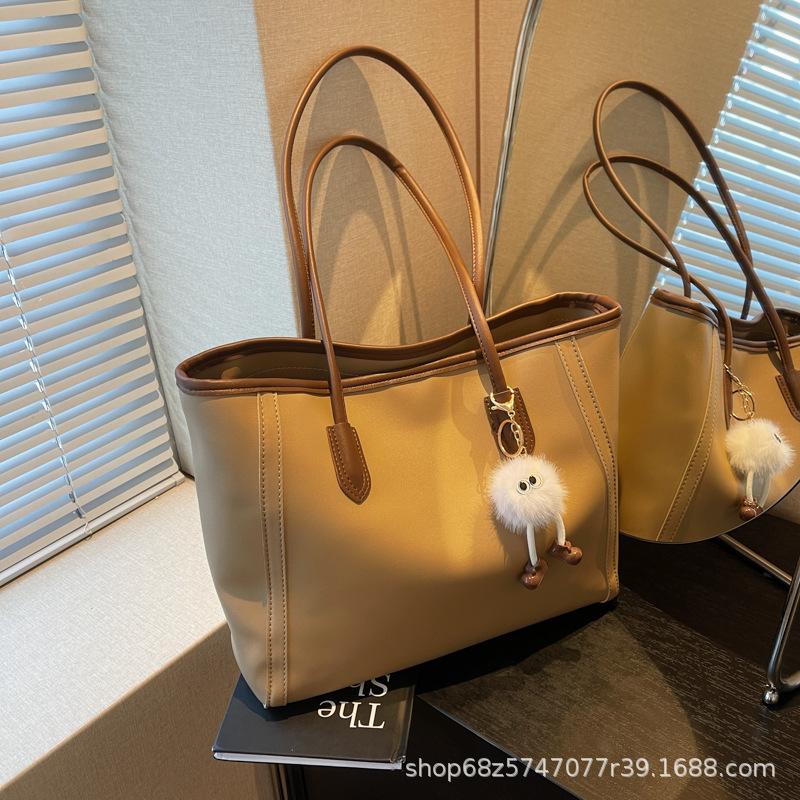 2025 New PU Women's Bag Cute Pendant Handbag Messenger Bag Large Capacity Shoulder Bag Zipper Model