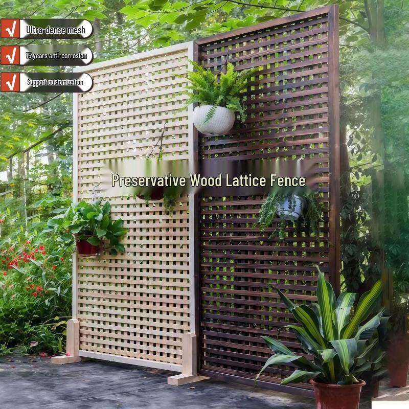 Anti-corrosion Wood Fence Grid Flower Stand