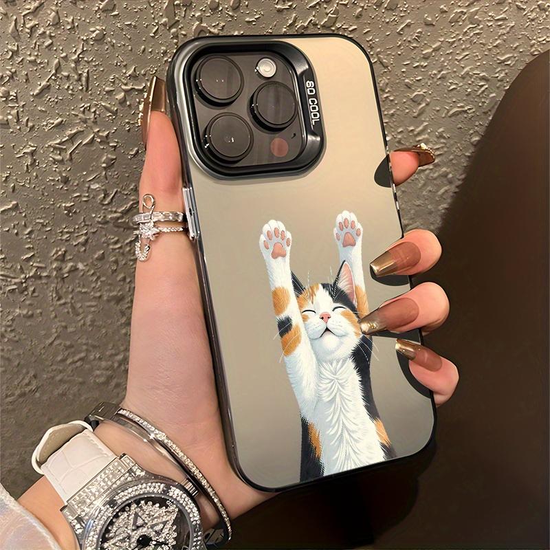 Милый трехцветный кошачий эстетичный чехол для телефона для iPhone 16 15 14 13 12 11 Pro/ Max/Plus ударопрочная задняя крышка