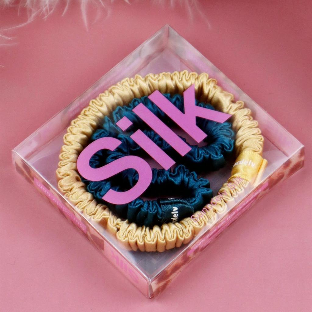 2PCS 100% Silk Hair Scrunchies For Women Girls High Quality Hair Ties HairBands Silk Suitable for Valentine's Day 22Momme Silk Hair Accessoires