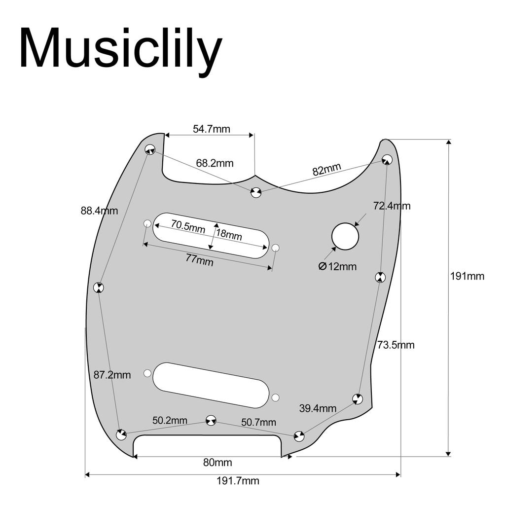 Musiclily Pro 9-Hole Mustang Stainless Steel Pickguard for Squier Sonic Mustang Electric Guitar, 3-Piece, Mint Green