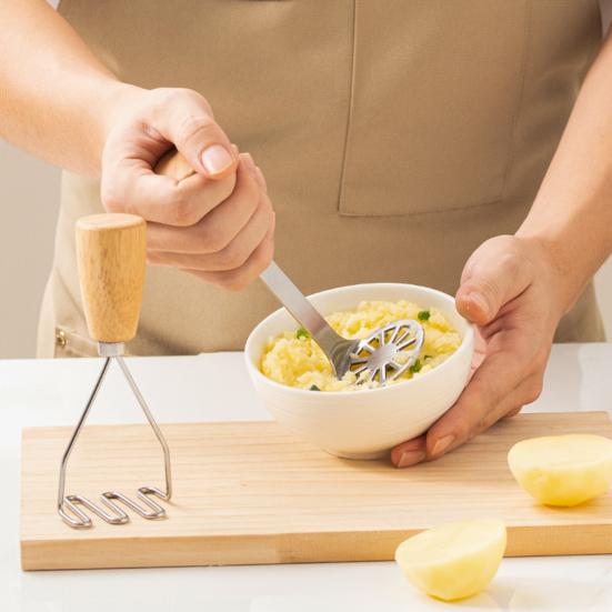 Многофункциональная ручная машина для картофеля из нержавеющей стали с деревянной ручкой, инструмент для измельчения моркови, авокадо, овощей, кухонные гаджеты
