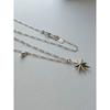 Silver Stella Ball Point Figaro Chain Necklace_Mvn20
